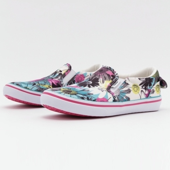 Vans Other - Vans Toddler Girls Satin Flower Slip-on Shoes, sz